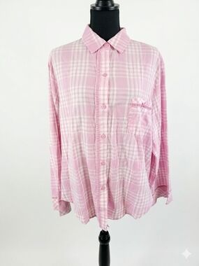 PINK Victoria's Secret Light Pink Plaid Button-Down Shirt